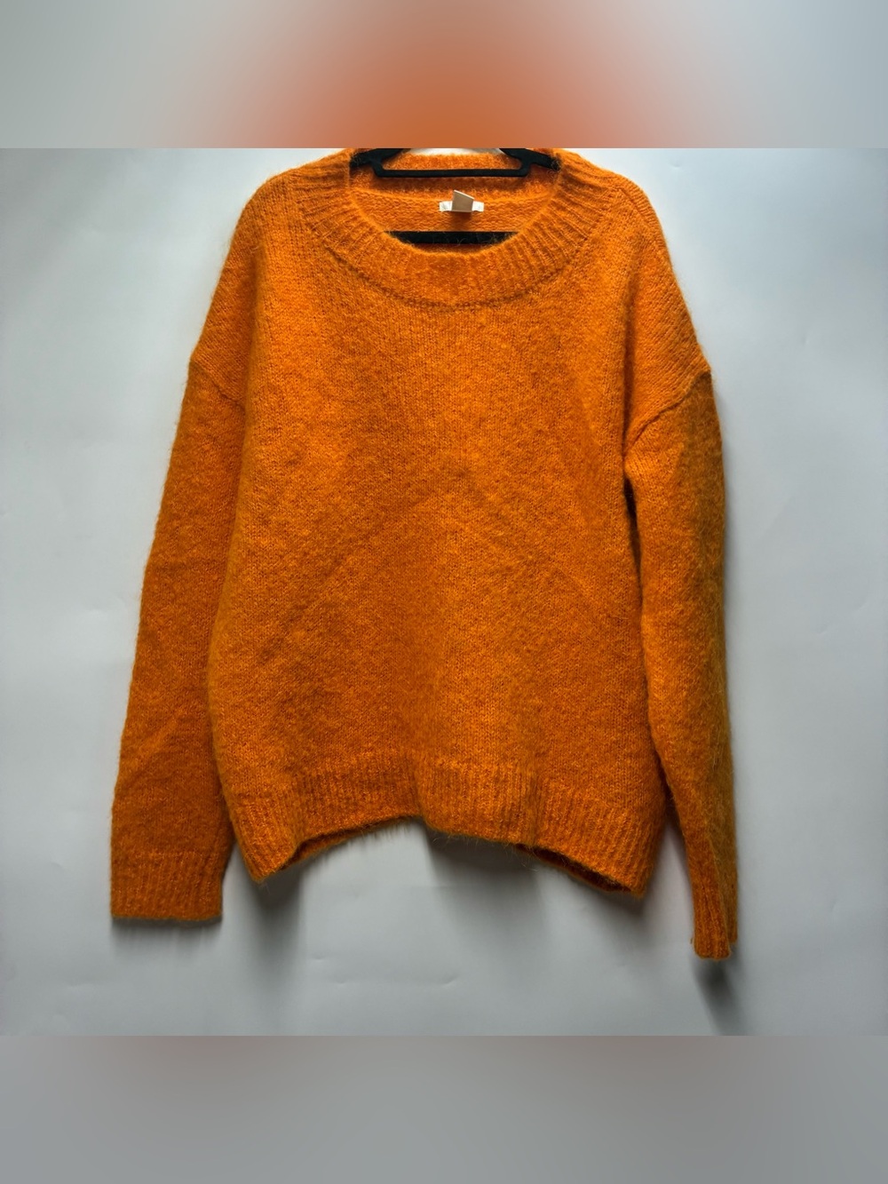 H&M Wool Alpaca Oversized Sweater Large Orange Neon Boxy Pullover